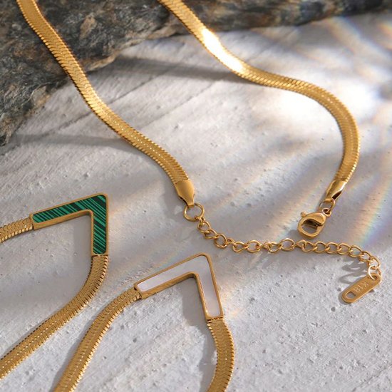 Letter V Necklace Gold Pendant  Stainless Steel Necklace V