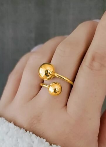 RGPS-09G ILEANA Stainless Steel Gold Plated Ball Adjustable Ring