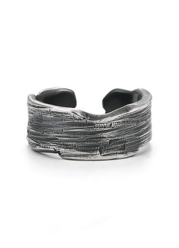 RGM-02SP Theo In Silver Plated Rings For Men Domineering Cracked Hammered