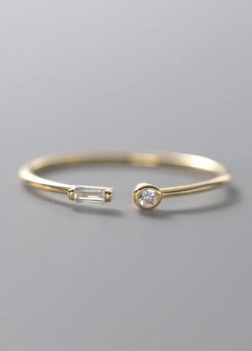 RGPS-21G Andinne 925 Sterling Silver Gold Color Adjustable Thin Ring