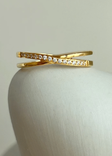 RGPS-49 Vega 18k Gold Plated Stainless Steel Cross Shape Cincin Wanita