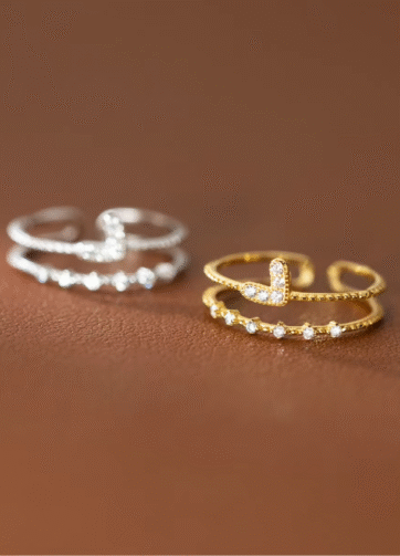 RGPS-54 Azra Love Shape Gold Plated Sterling Silver Cincin Wanita