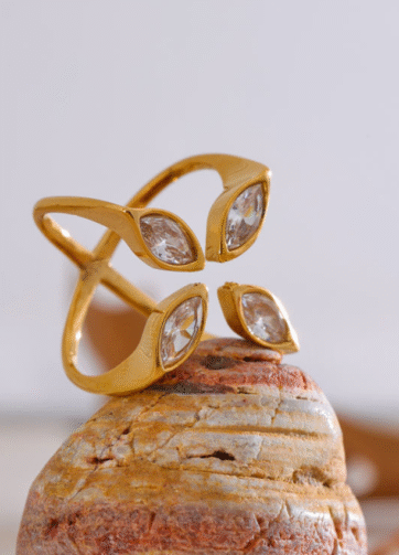 RGPS-60 Zirai 18k Gold Plated Stainless Steel Cincin Wanita